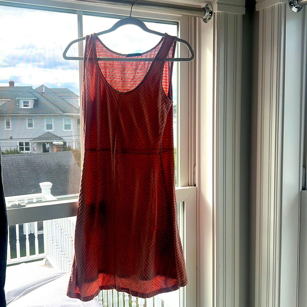 Tan + Orange sleeveless dress